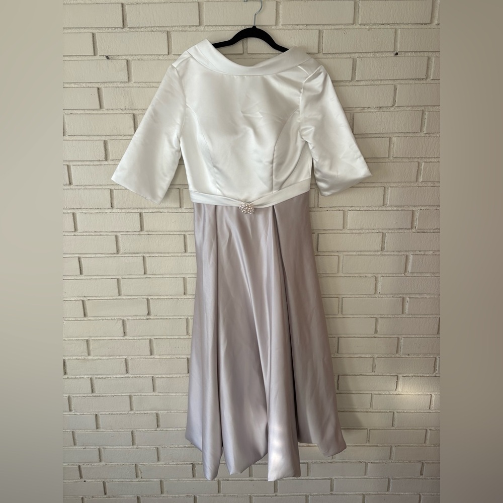 TS Couture White & Silver Women's Special Occasion Dress | Size 12